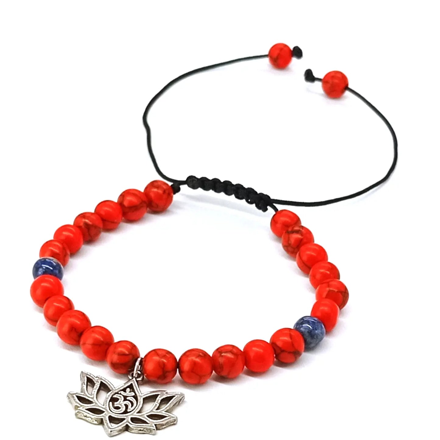 Pulsera Flor de Loto Howlita y Lapislázuli - Bisutería Lola B