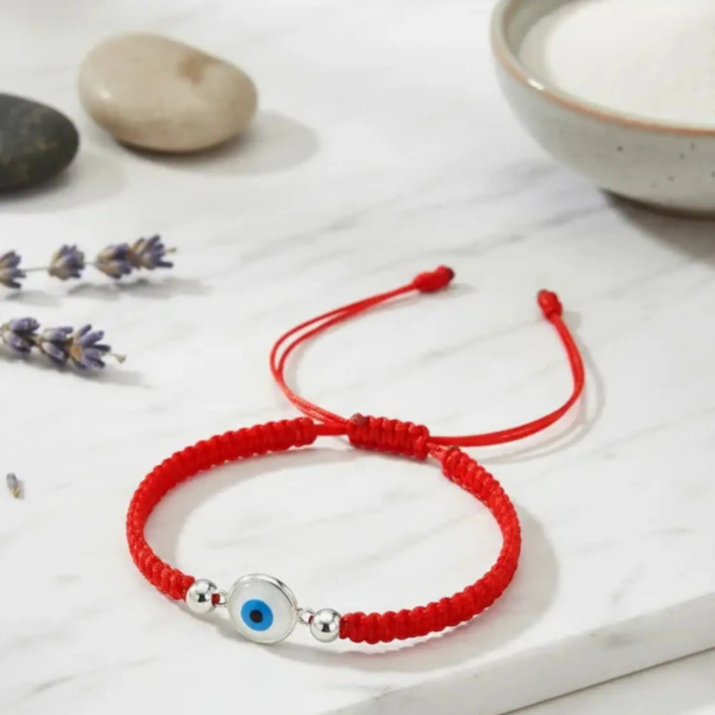 Pulsera Ojo Turco de Plata Hilo Rojo Amuleto de Protección - Bisutería Lola D