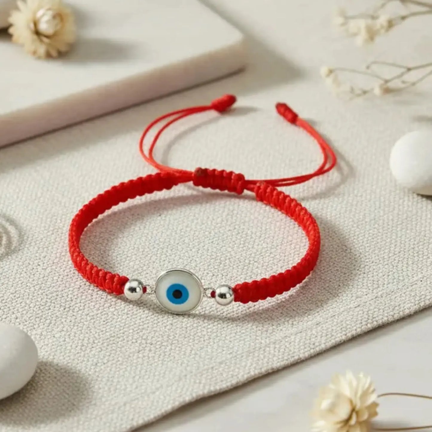 Pulsera Ojo Turco de Plata Hilo Rojo Amuleto de Protección - Bisutería Lola F