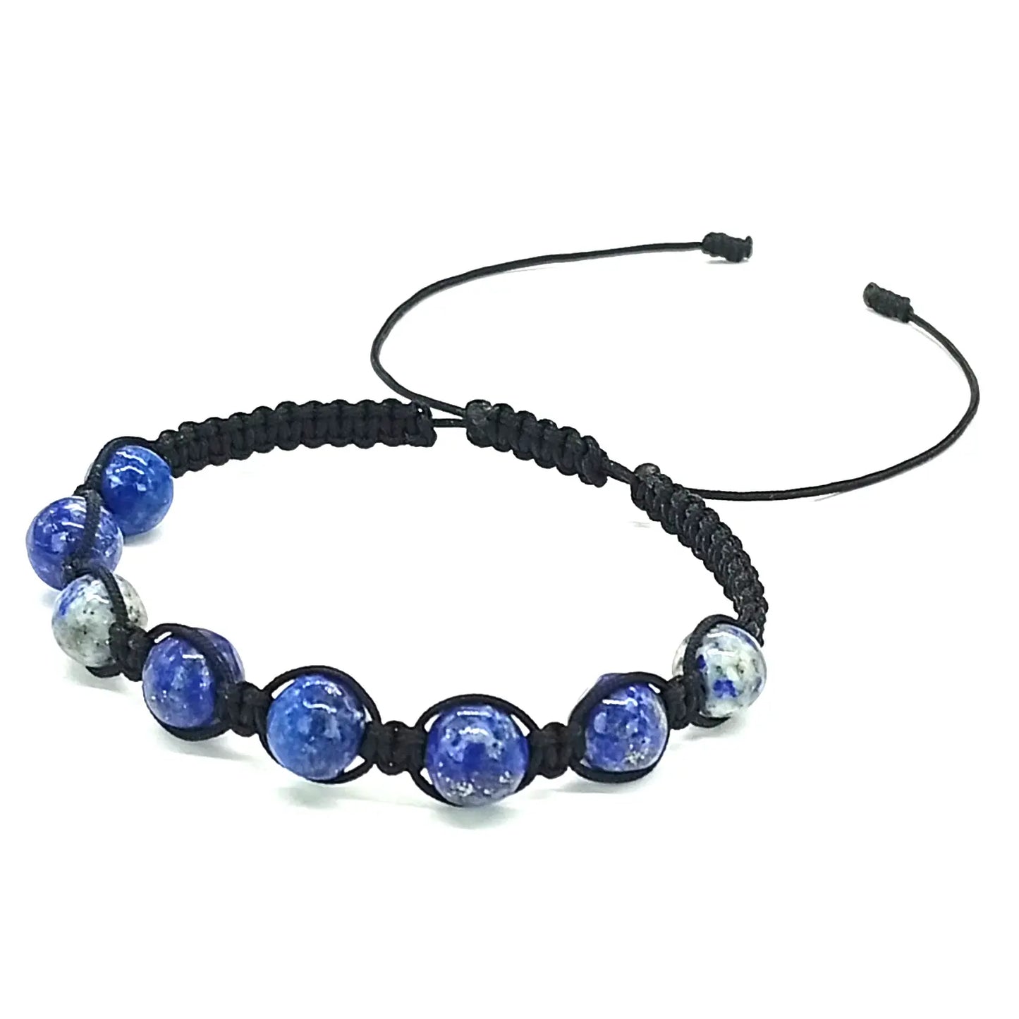 Pulsera Piedra Natural Lapislázuli Hilo Negro Macramé - Bisutería Lola C