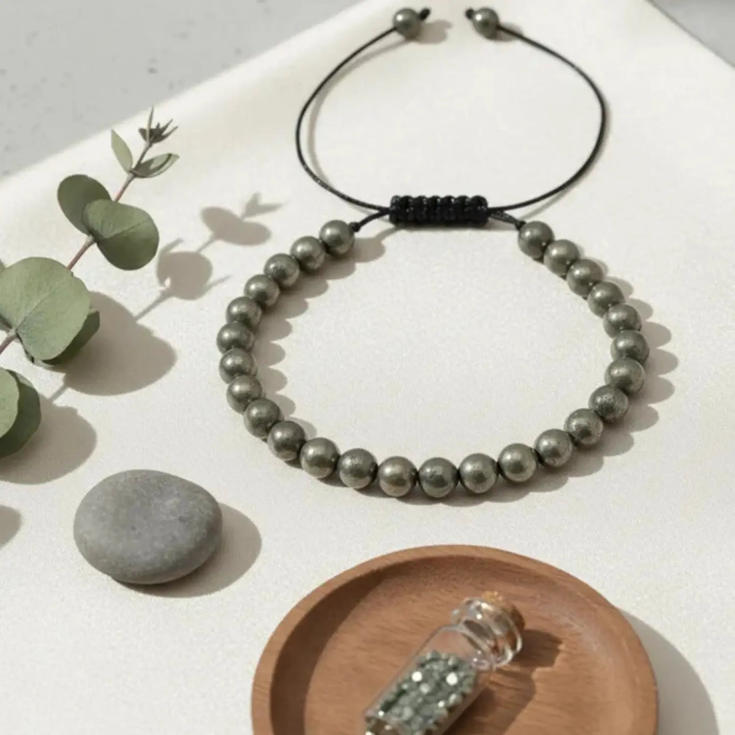 Pulsera Artesanal Piedra Natural Pirita - Bisutería Lola G