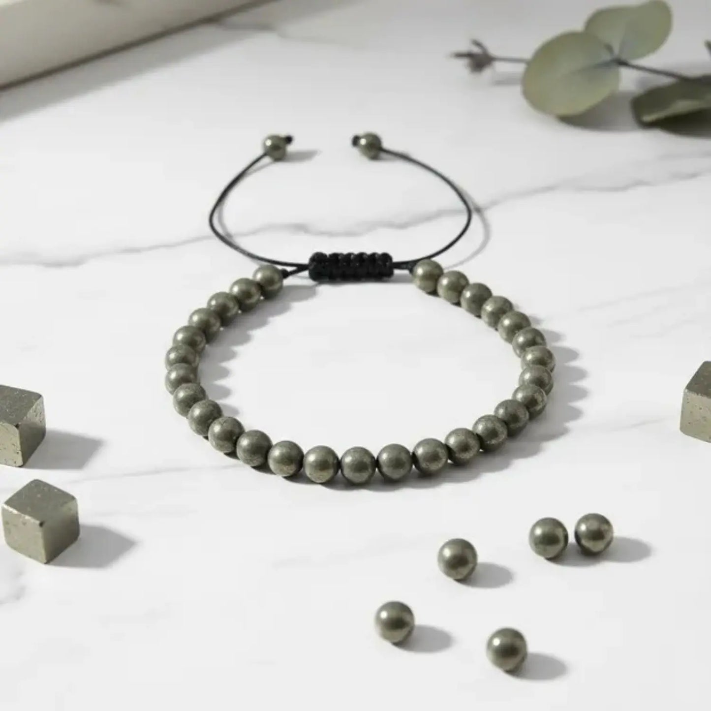 Pulsera Artesanal Piedra Natural Pirita - Bisutería Lola J
