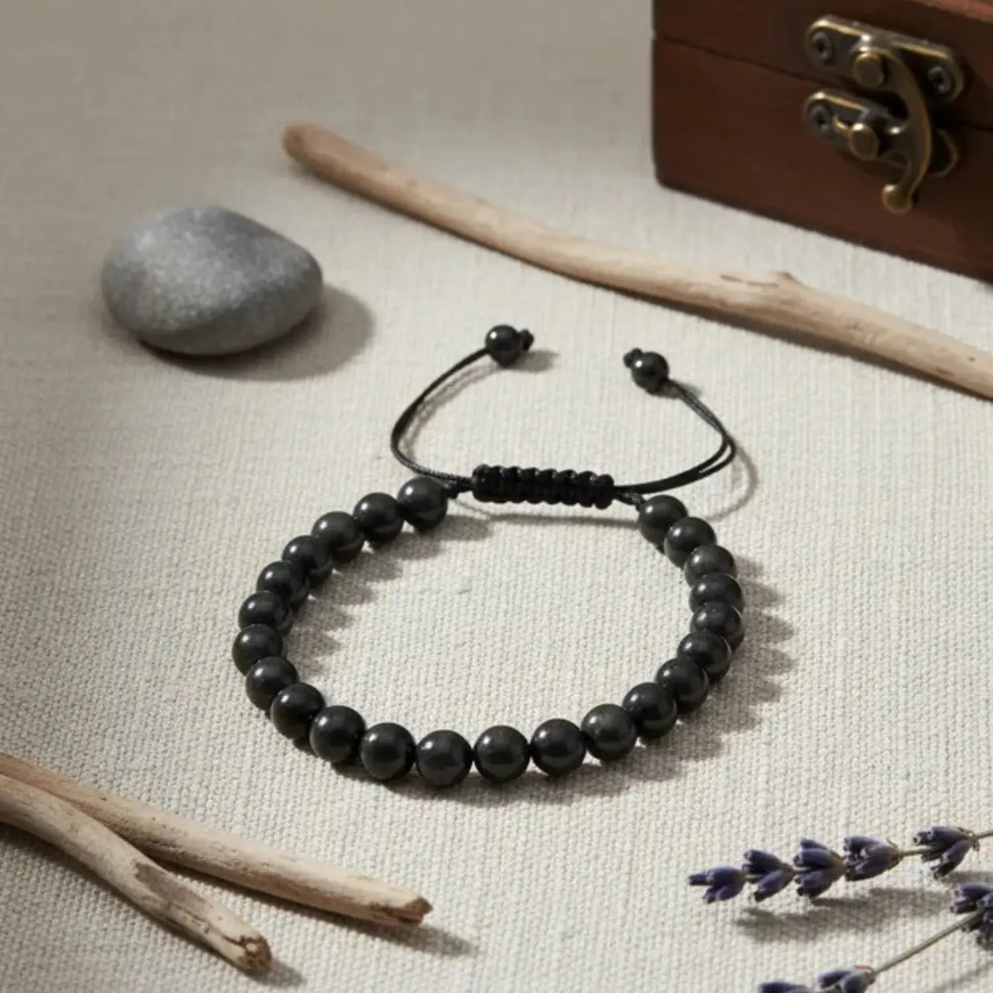 Pulsera Shungita Ajustable - Piedra Natural Original - Bisutería Lola F