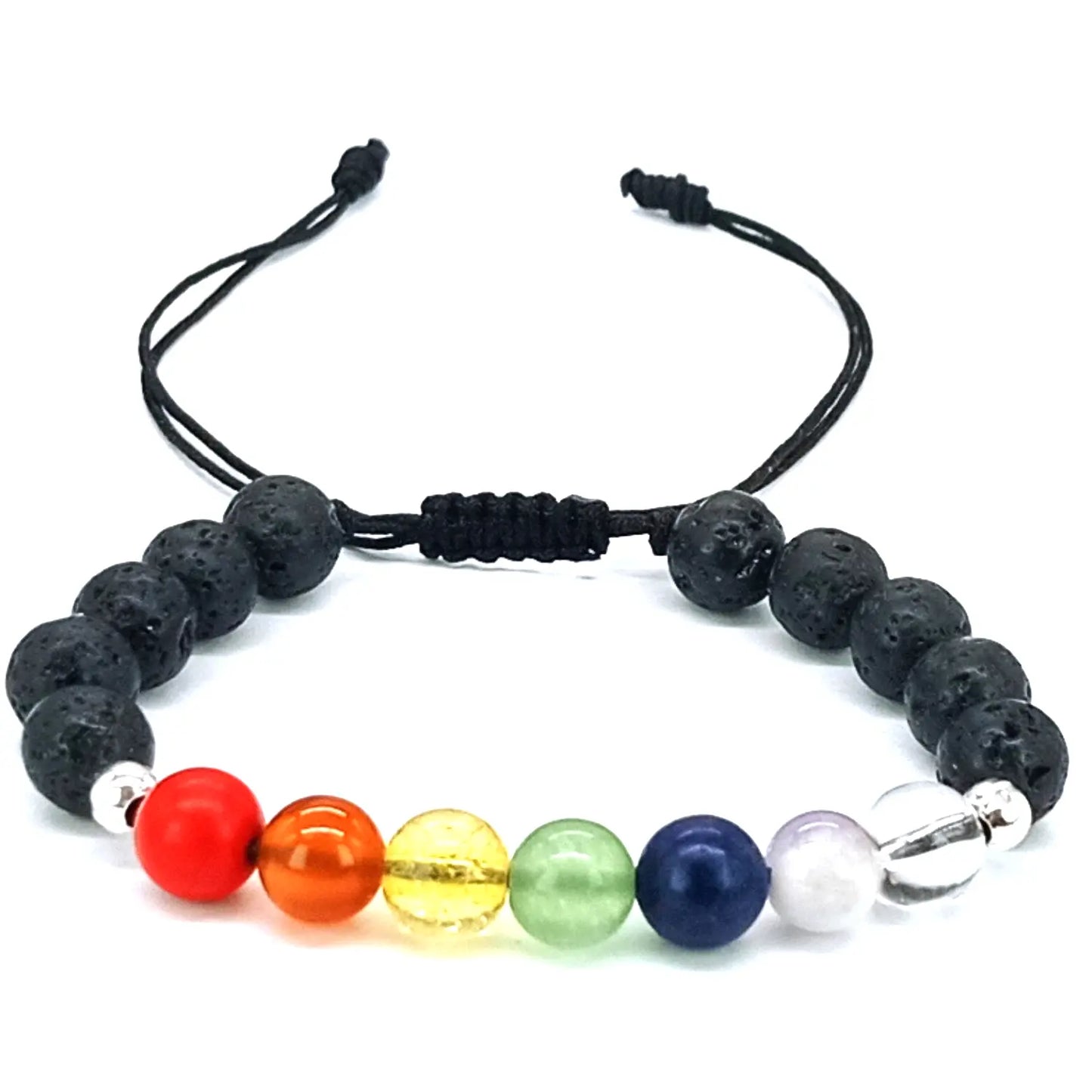 Pulsera de 7 Chakras con Magma Negra y Plata - Bisutería Lola A