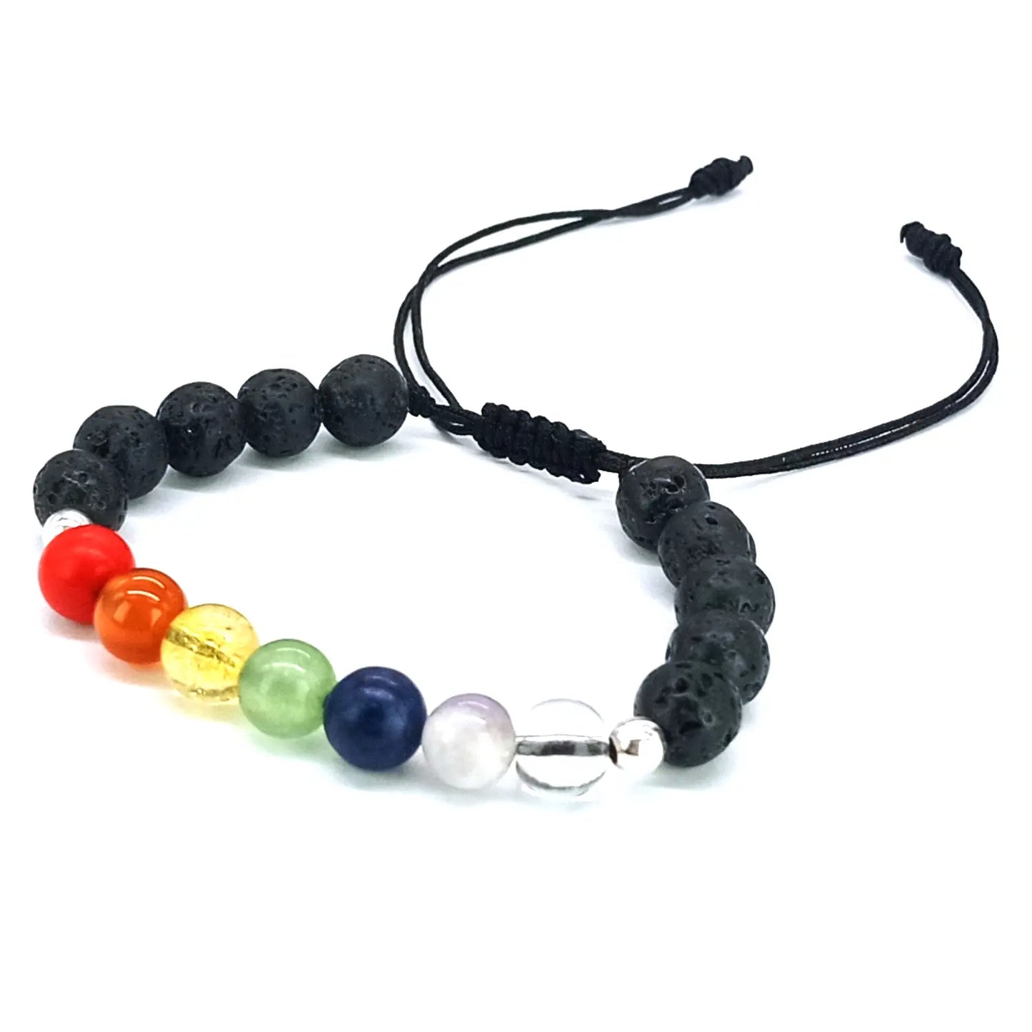 Pulsera de 7 Chakras con Magma Negra y Plata - Bisutería Lola B