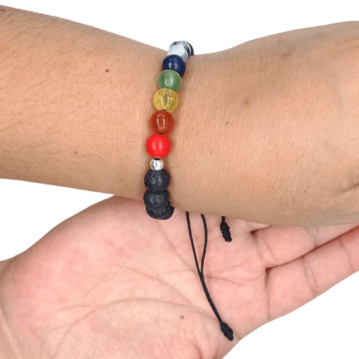 Pulsera de 7 Chakras con Magma Negra y Plata - Bisutería Lola C