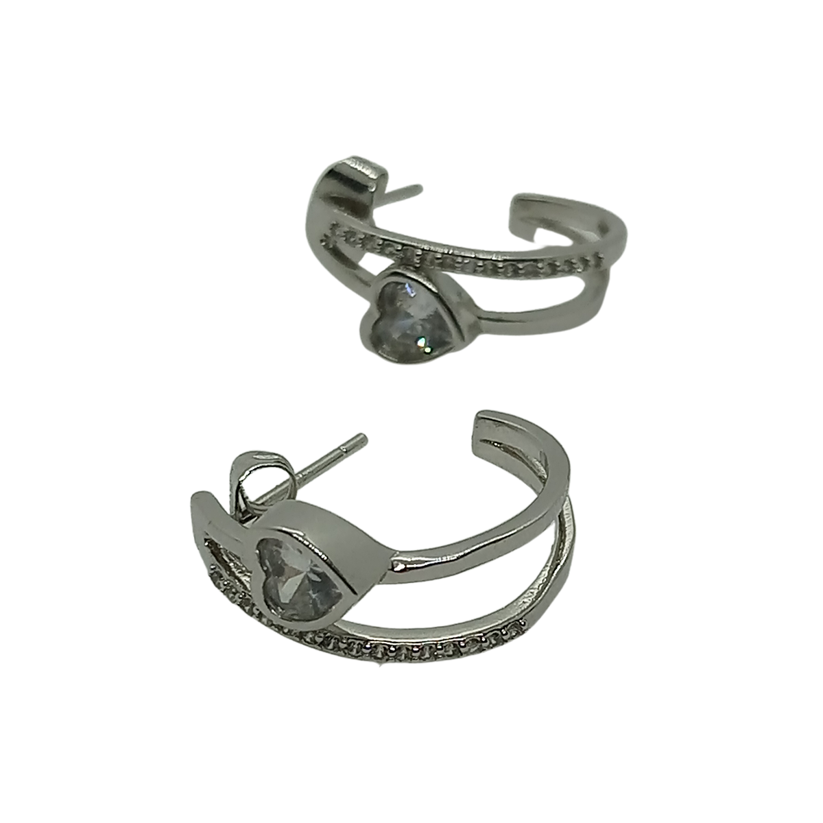 Aros Luna con Corazón – Plata de Ley 925