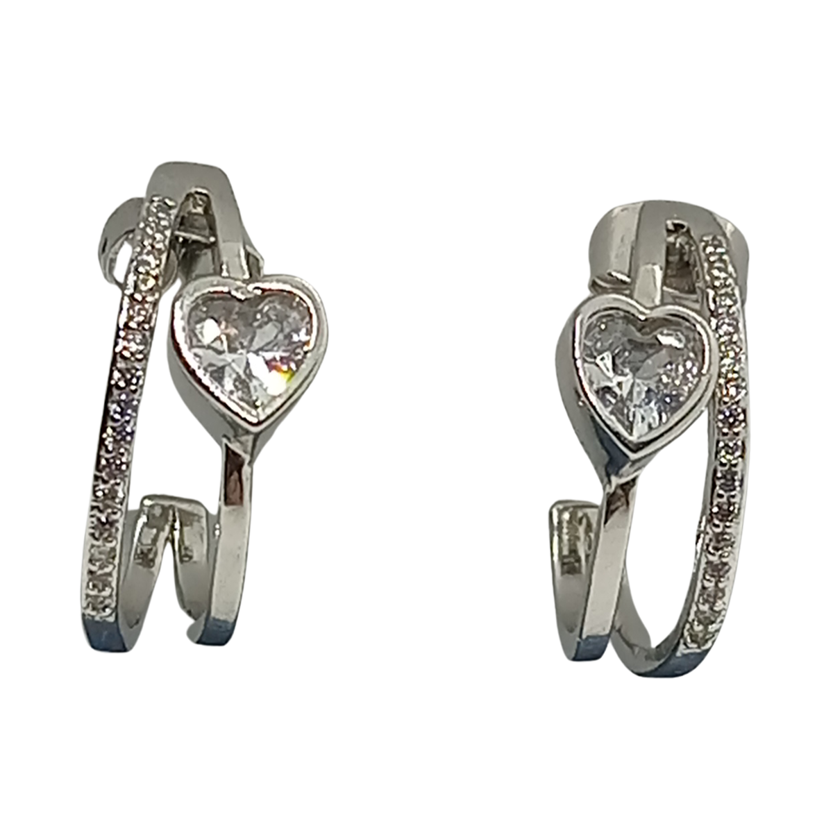 Aros Luna con Corazón – Plata de Ley 925