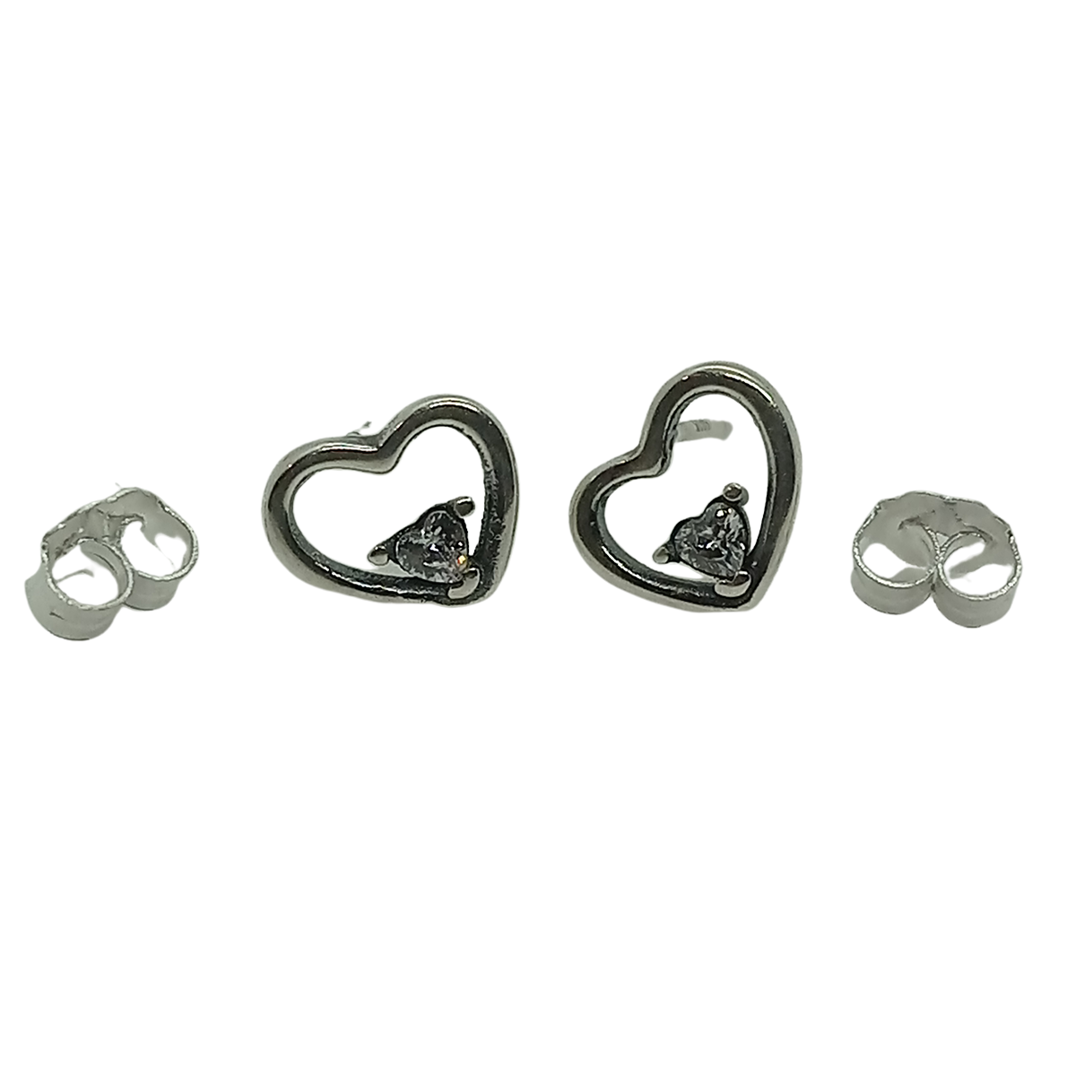 Aros Corazón Asimétrico - Plata de Ley 925 con Zircón