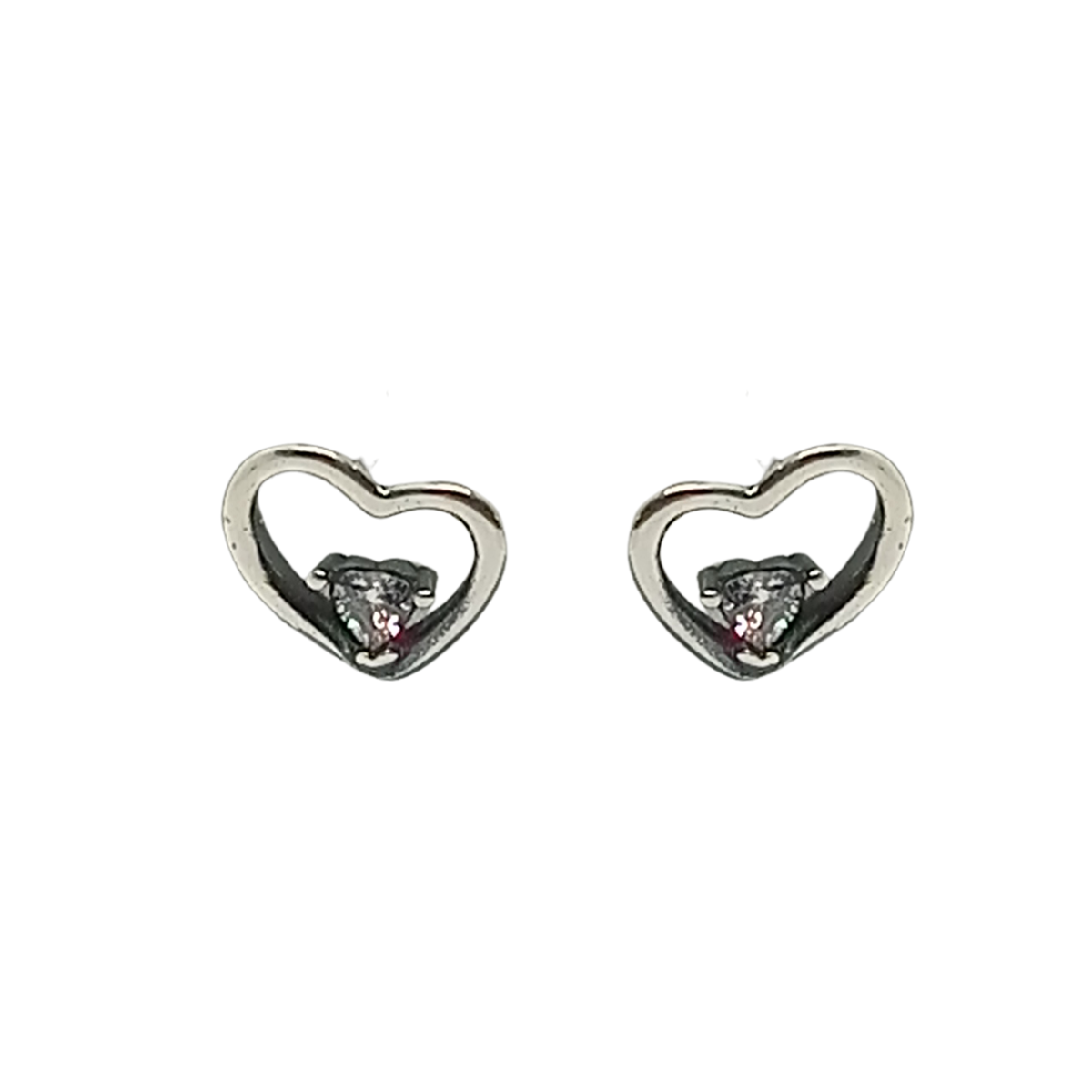 Aros Corazón Asimétrico - Plata de Ley 925 con Zircón