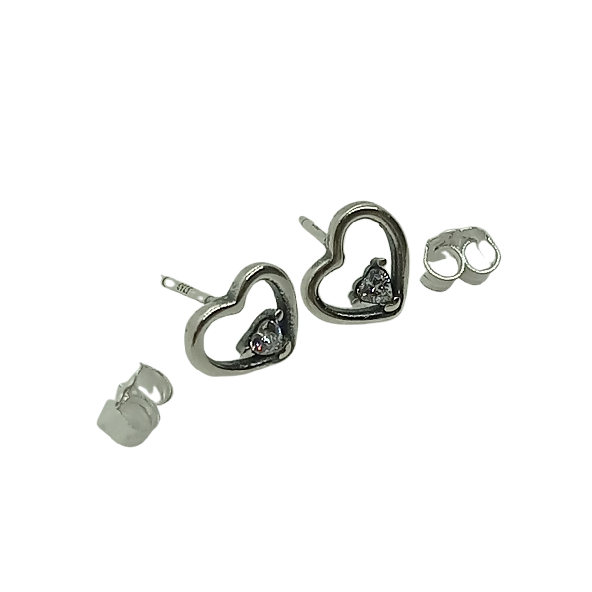 Aros Corazón Asimétrico - Plata de Ley 925 con Zircón