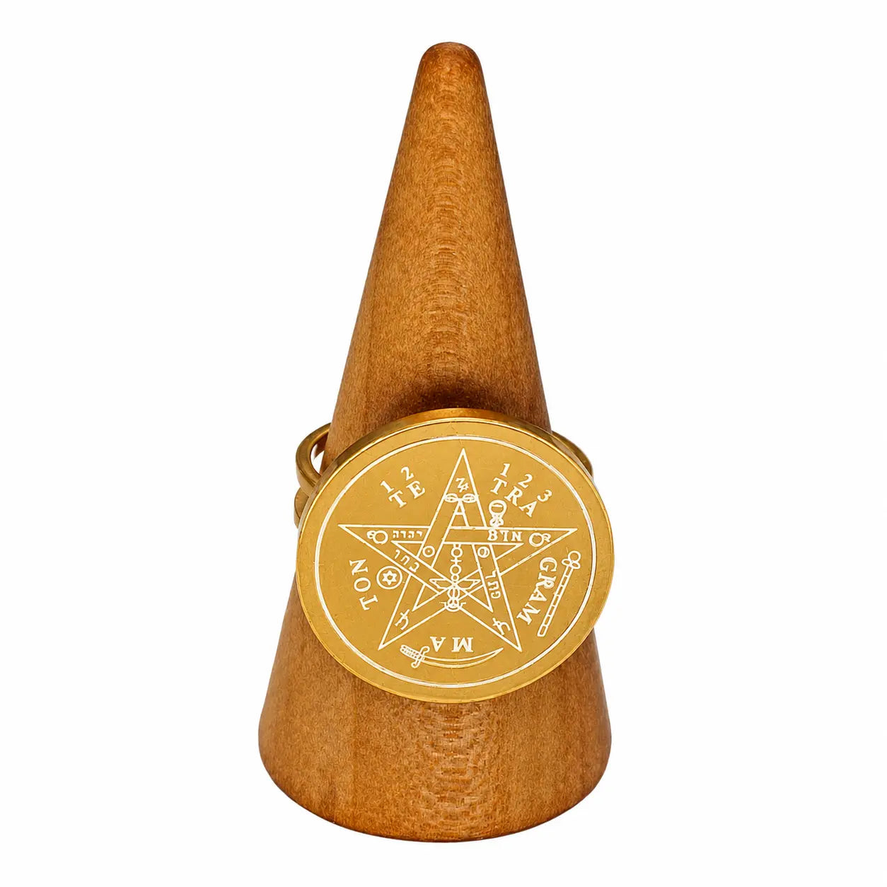 Anillo Ajustable Tetragramaton Dorado de Acero Inoxidable - Bisutería Lola C