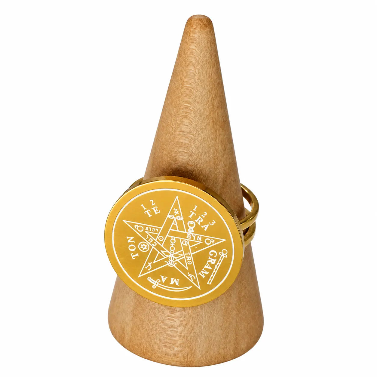 Anillo Ajustable Tetragramaton Dorado de Acero Inoxidable - Bisutería Lola D