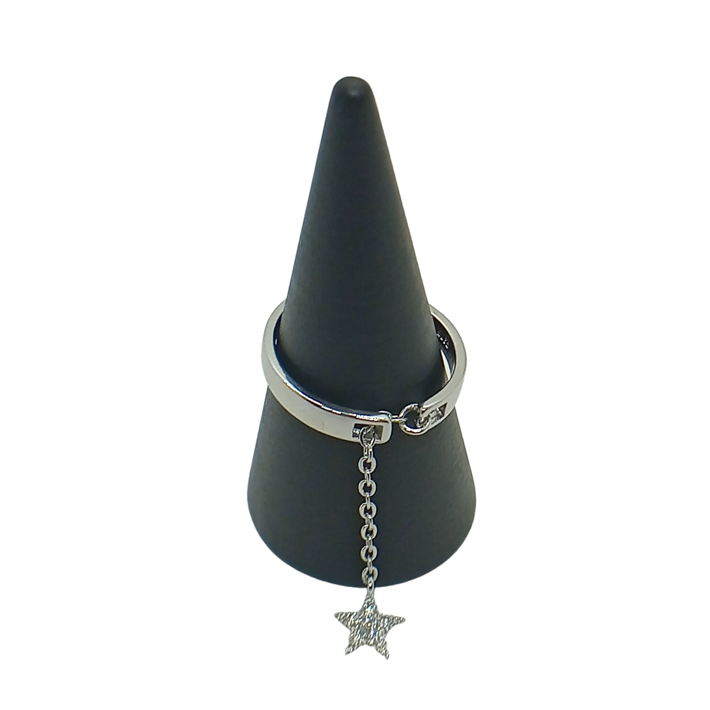 Anillo Cadena Estrella – Enchapado en Plata con Zirconia