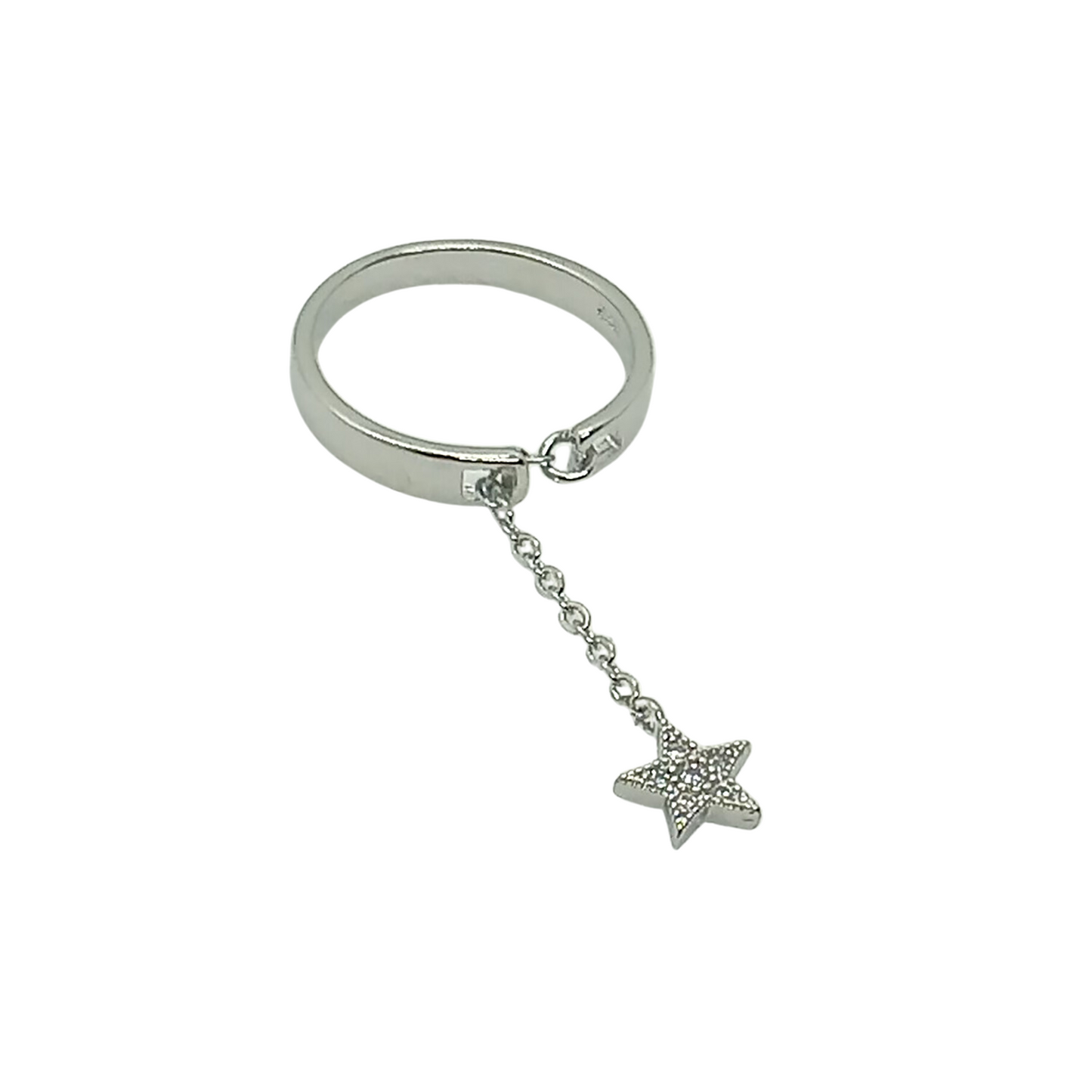 Anillo Cadena Estrella – Enchapado en Plata con Zirconia