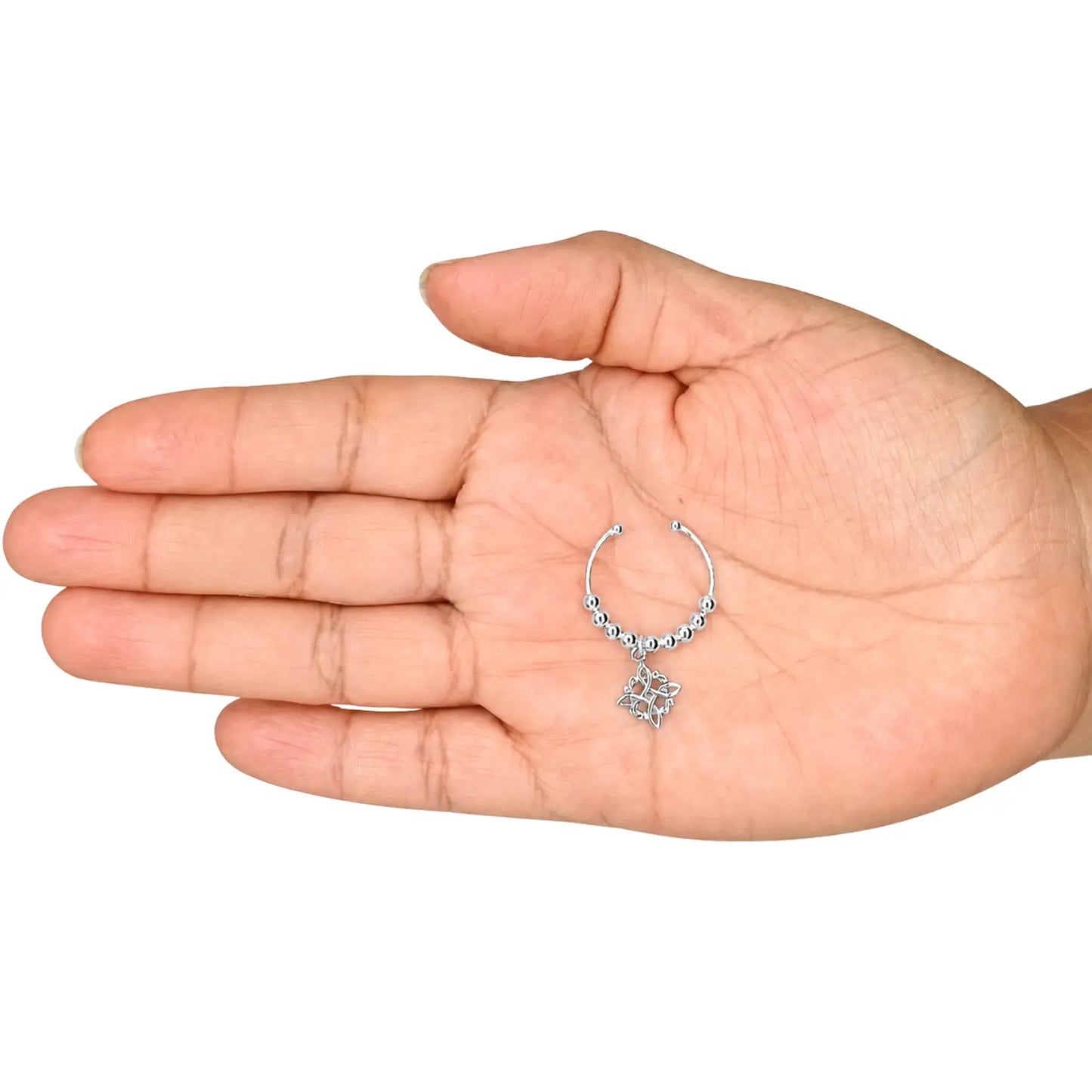 Anillo Antiestrés Nudo de Bruja de Plata Ajustable - Bisutería Lola C