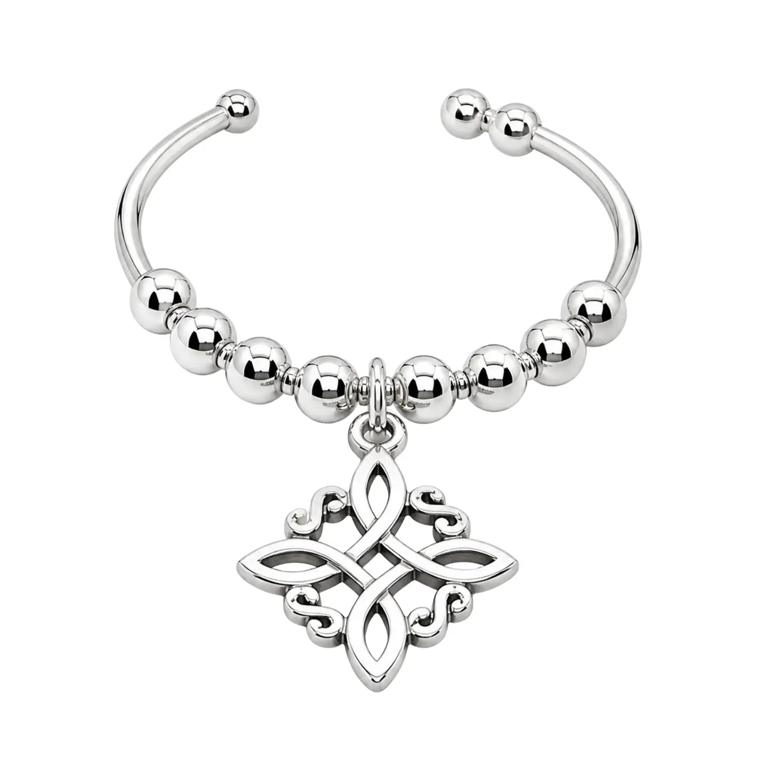 Anillo Antiestrés Nudo de Bruja de Plata Ajustable - Bisutería Lola D