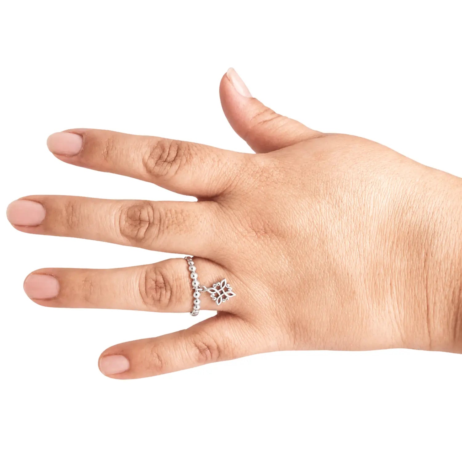 Anillo Antiestrés Nudo de Bruja de Plata Ajustable - Bisutería Lola E