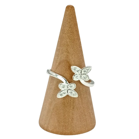 Anillo Doble Mariposa Circones Plata Ajustable Transformación - Bisutería Lola A