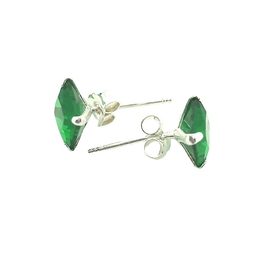 Aros Zircón Verde Cuadrado – Plata Italiana 925 - Bisutería Lola A