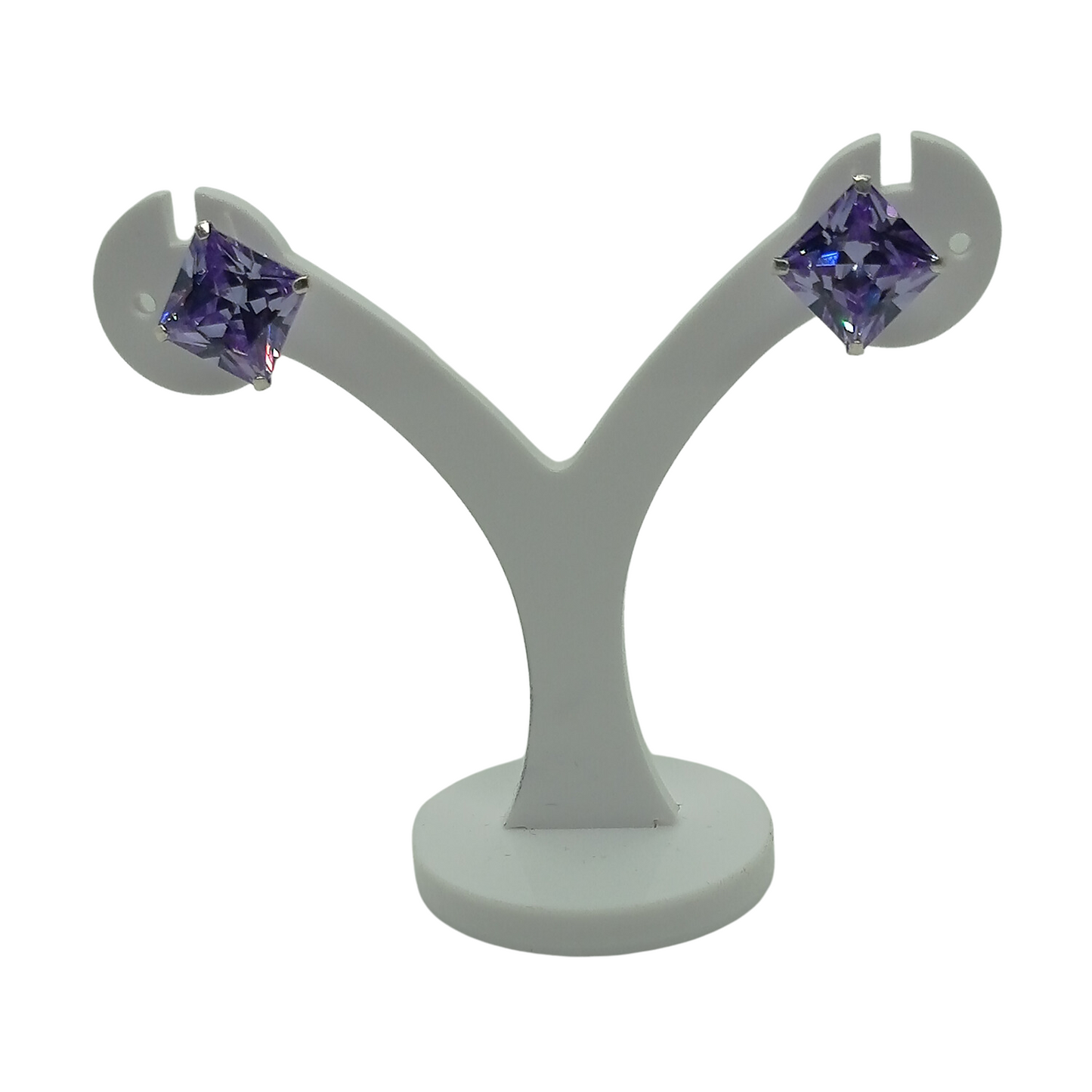 Aros Zircón Violeta Cuadrado – Plata Italiana 925