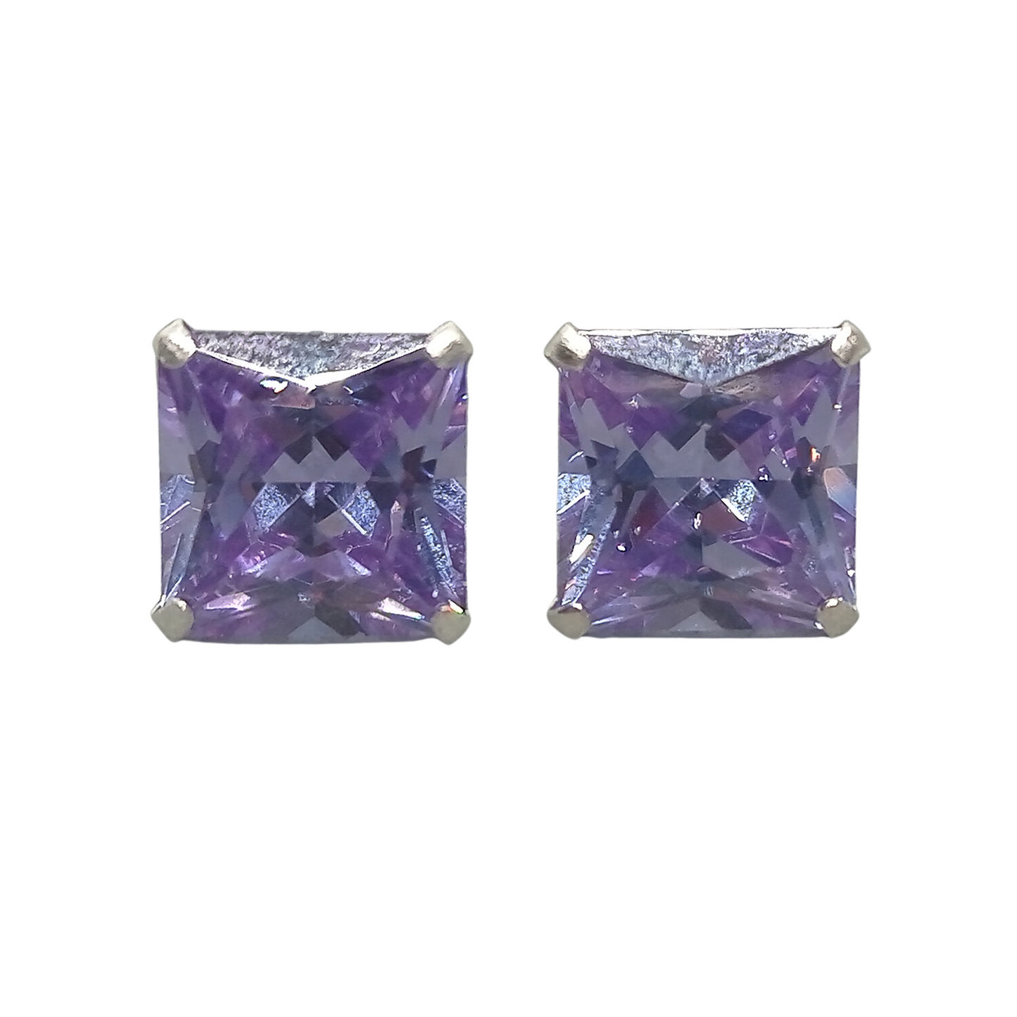 Aros Zircón Violeta Cuadrado – Plata Italiana 925