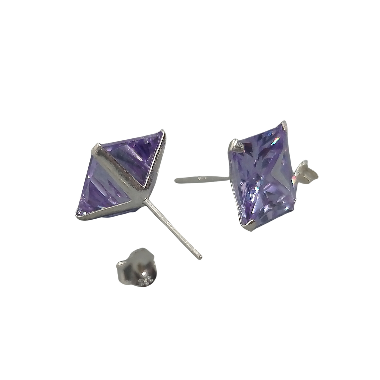 Aros Zircón Violeta Cuadrado – Plata Italiana 925