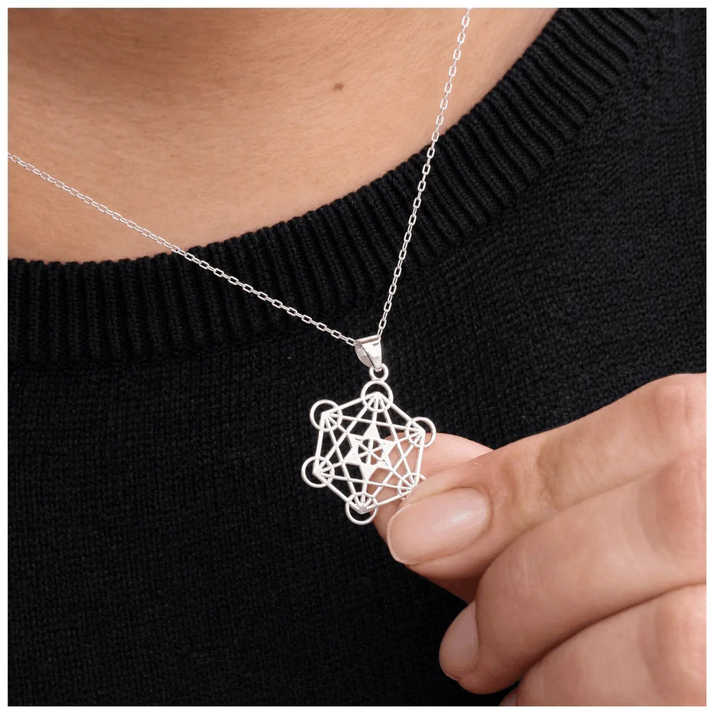 Collar Cubo Metatrón de Plata Conexión Divina - Bisutería Lola B