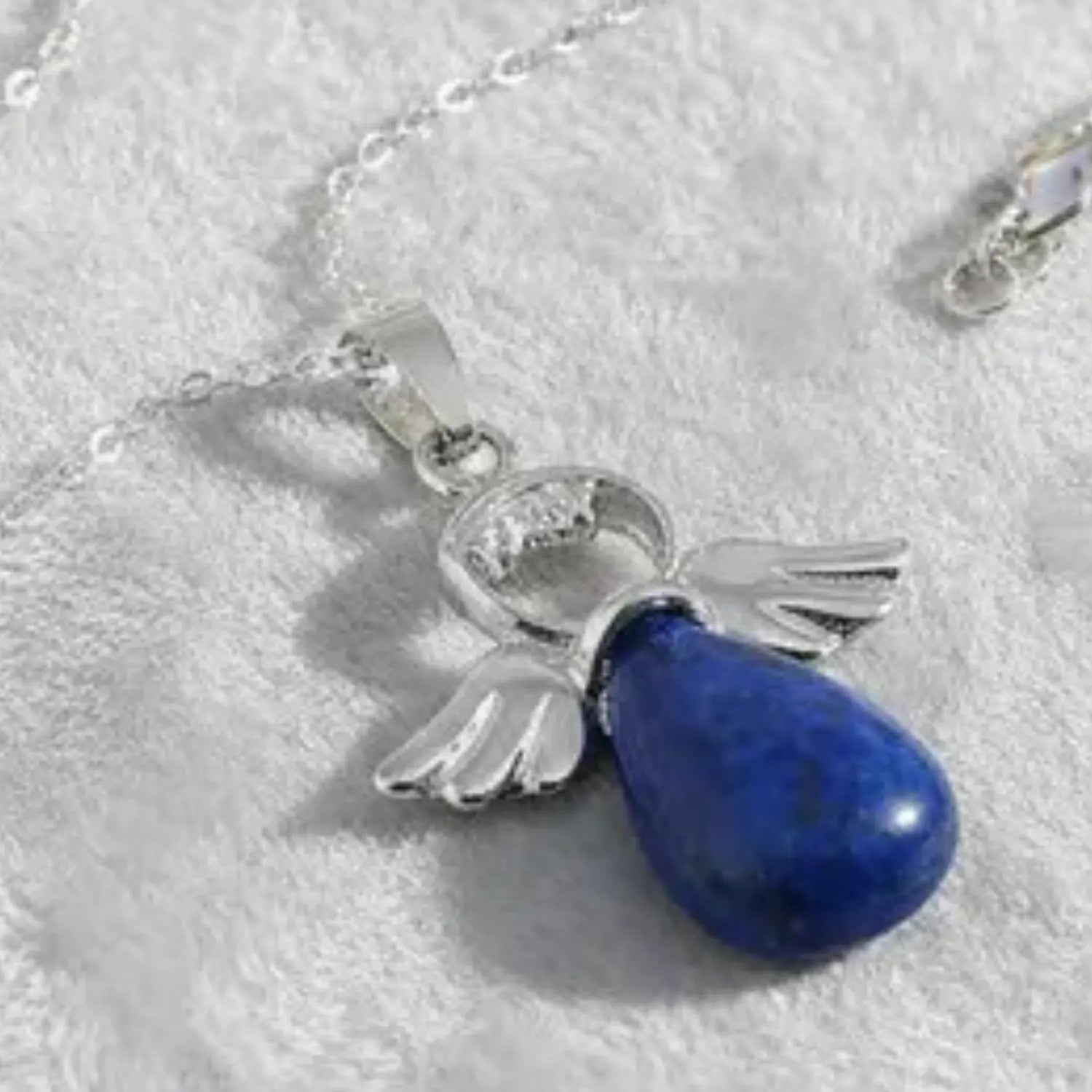 Colgante Ángel de la Guarda Lapislázuli – Cadena de Plata Italiana 925 - Bisutería Lola H