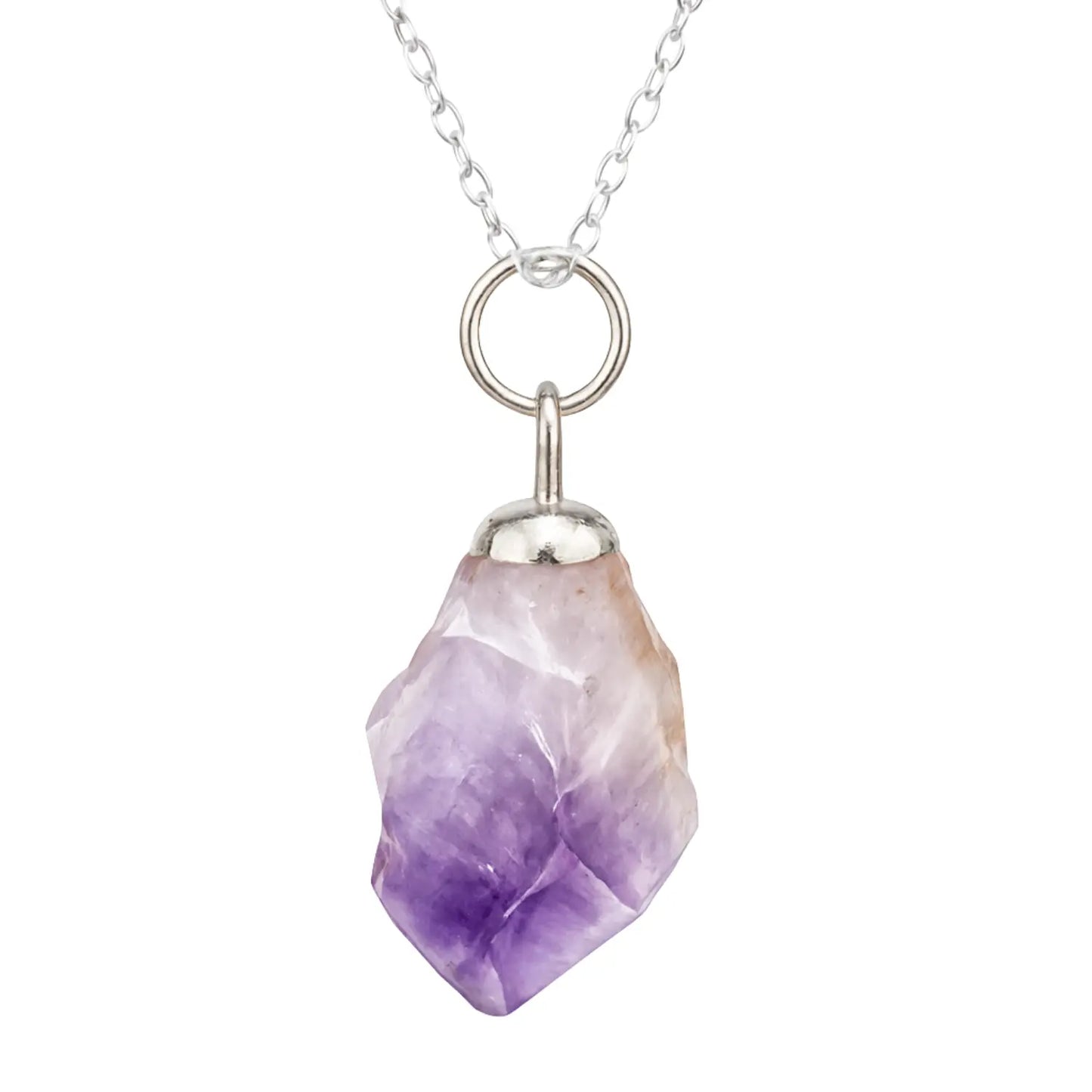 Collar Amatista Natural en Bruto Cadena Plata 925 | Protección y Calma - Bisutería Lola A