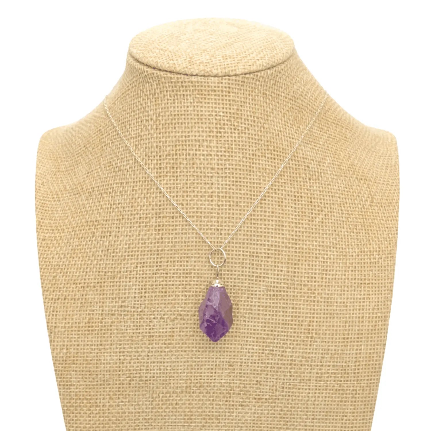 Collar Amatista Natural en Bruto Cadena Plata 925 | Protección y Calma - Bisutería Lola F