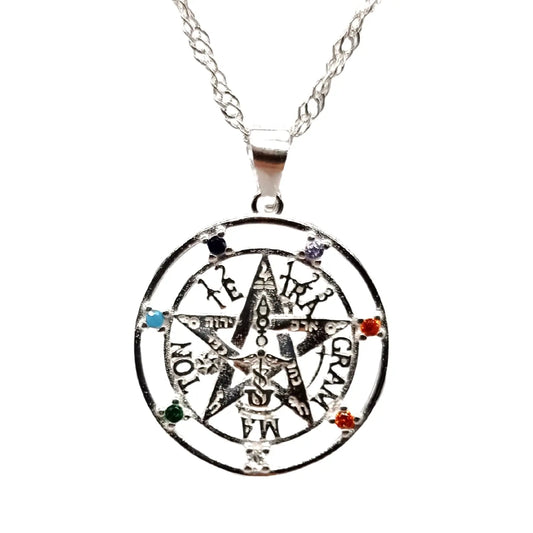 Collar Tetragrámaton 7 Chakras de Plata - Bisutería Lola A