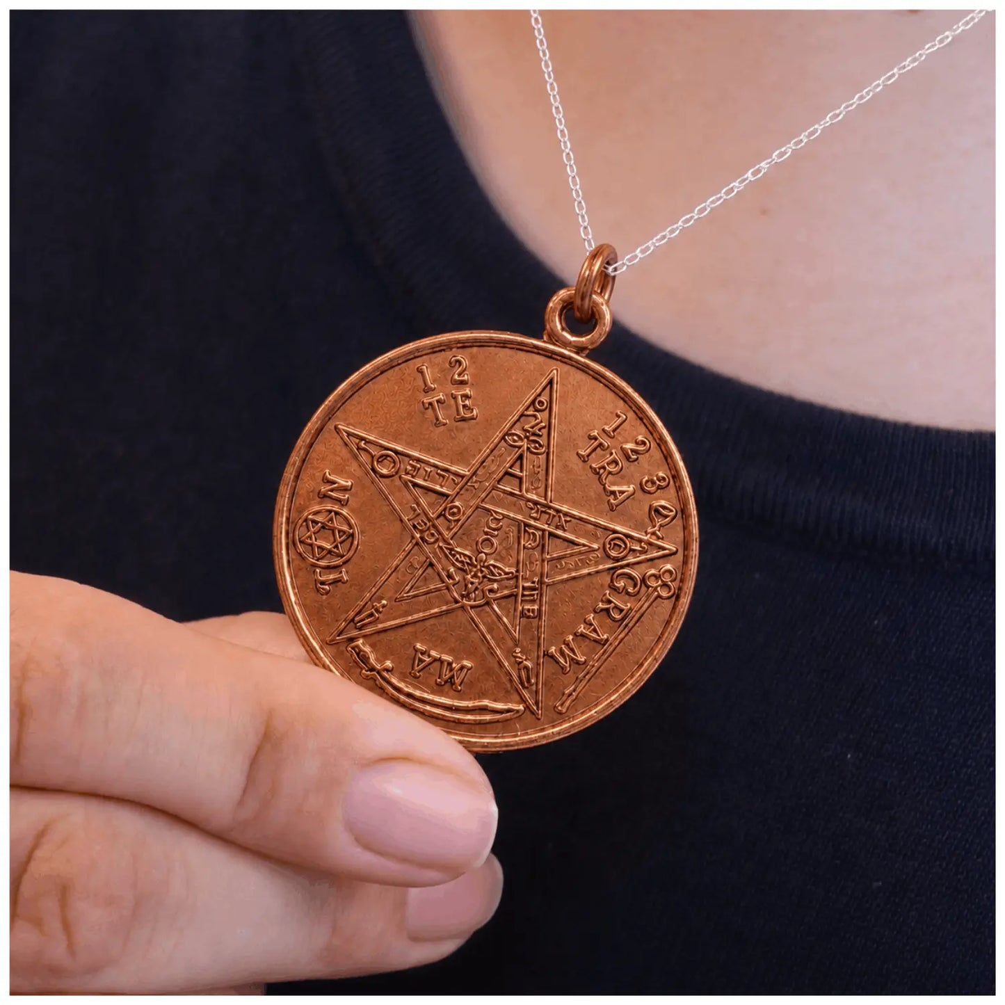 Collar Tetragramaton de Cobre con Cadena de Plata 925 Protección Espiritual - Bisutería Lola B