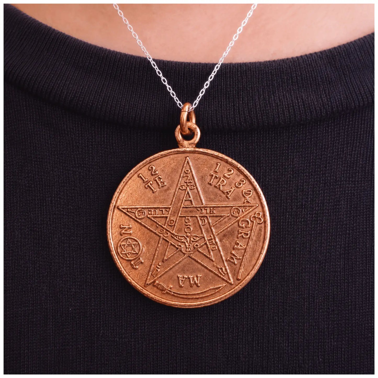 Collar Tetragramaton de Cobre con Cadena de Plata 925 Protección Espiritual - Bisutería Lola D
