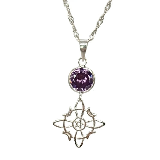 Collar Wicca Nudo de Bruja de Plata con Piedra Amatista - Bisutería Lola A
