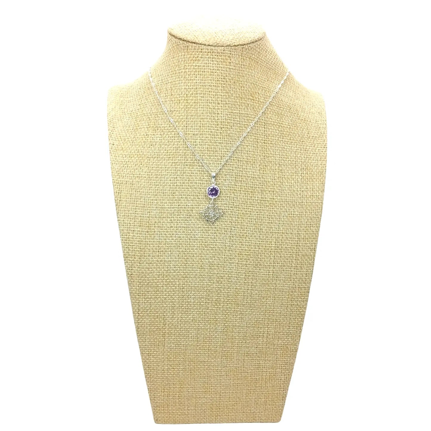 Collar Wicca Nudo de Bruja de Plata con Piedra Amatista - Bisutería Lola E