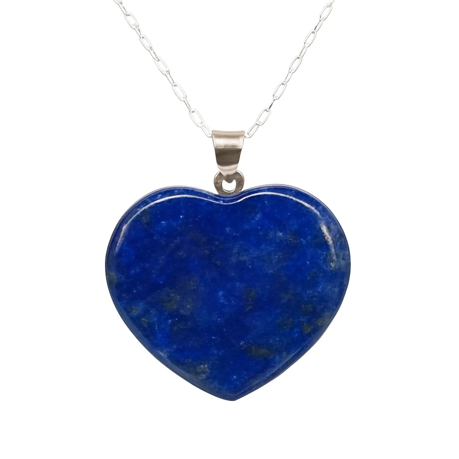 Collar Corazón Lapislázuli Original con Cadena de Plata Nacional 925 - Bisuteria Lola A