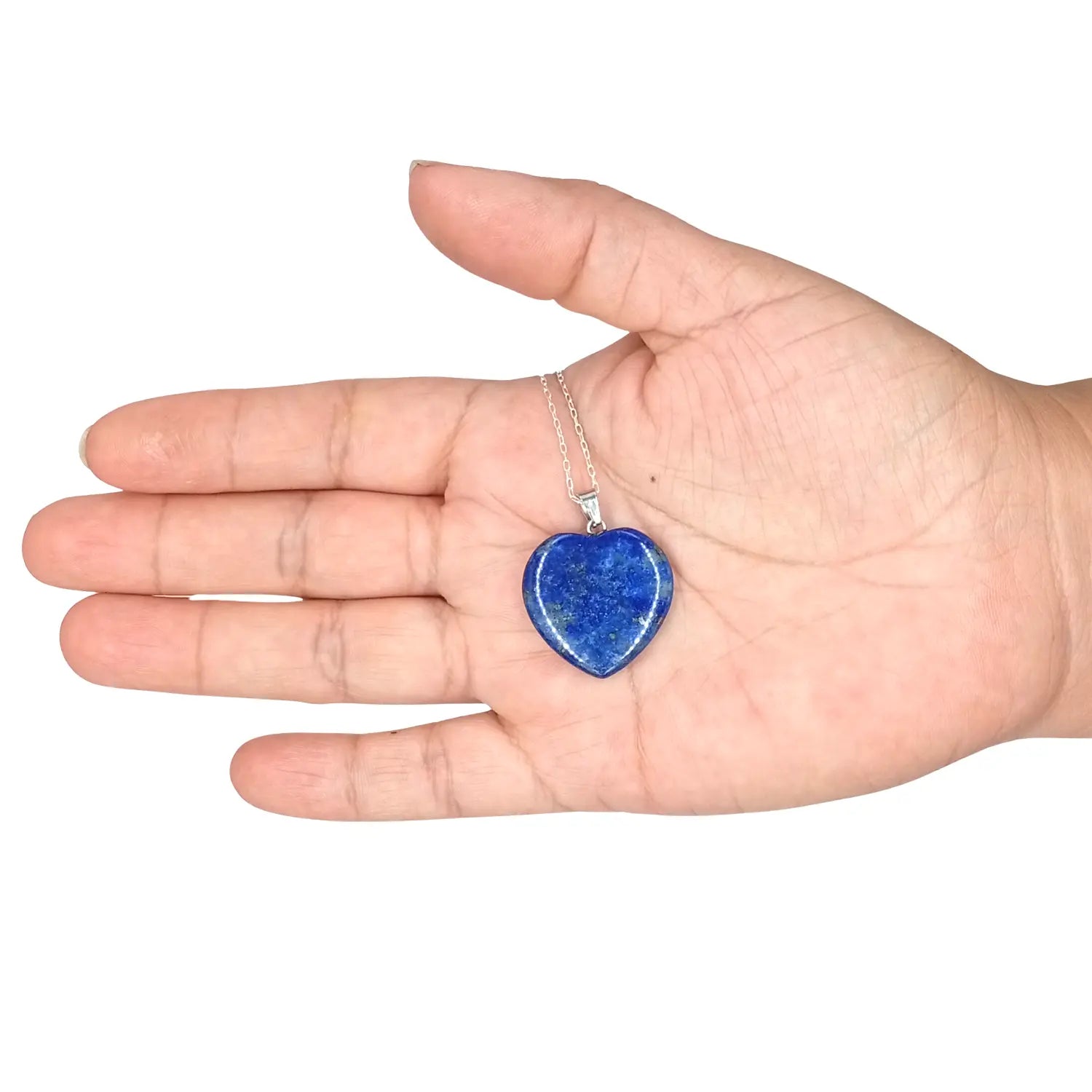 Collar Corazón Lapislázuli Original con Cadena de Plata Nacional 925 - Bisuteria Lola C