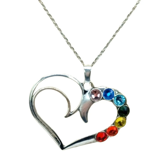 Collar Corazón de Acero 7 Chakras Protección y Amor - Bisutería Lola A