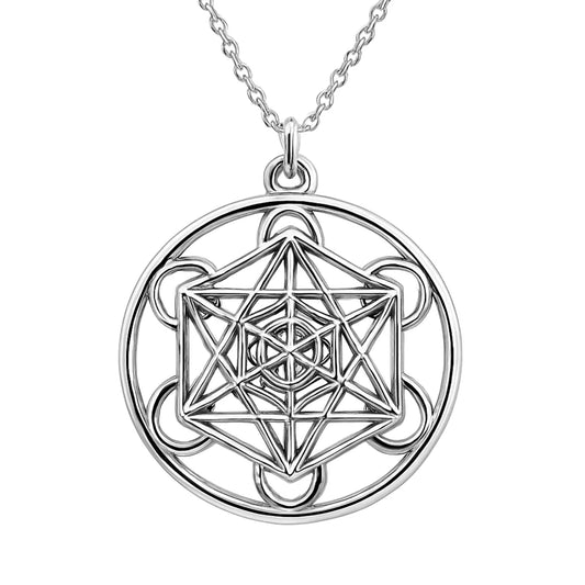 Collar Cubo Metatrón Geometría Sagrada Acero Inoxidable - Bisuteria Lola A