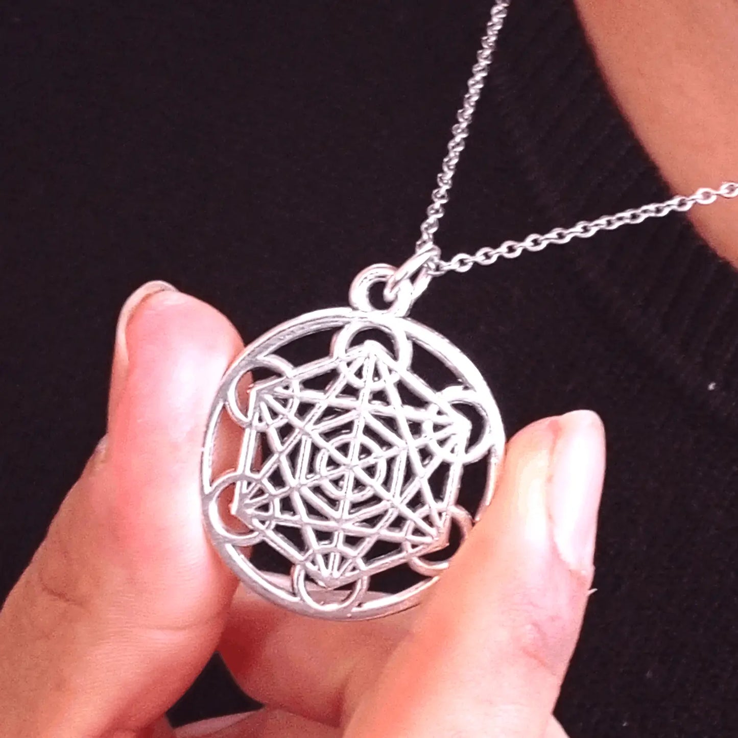 Collar Cubo Metatrón Geometría Sagrada Acero Inoxidable - Bisuteria Lola B