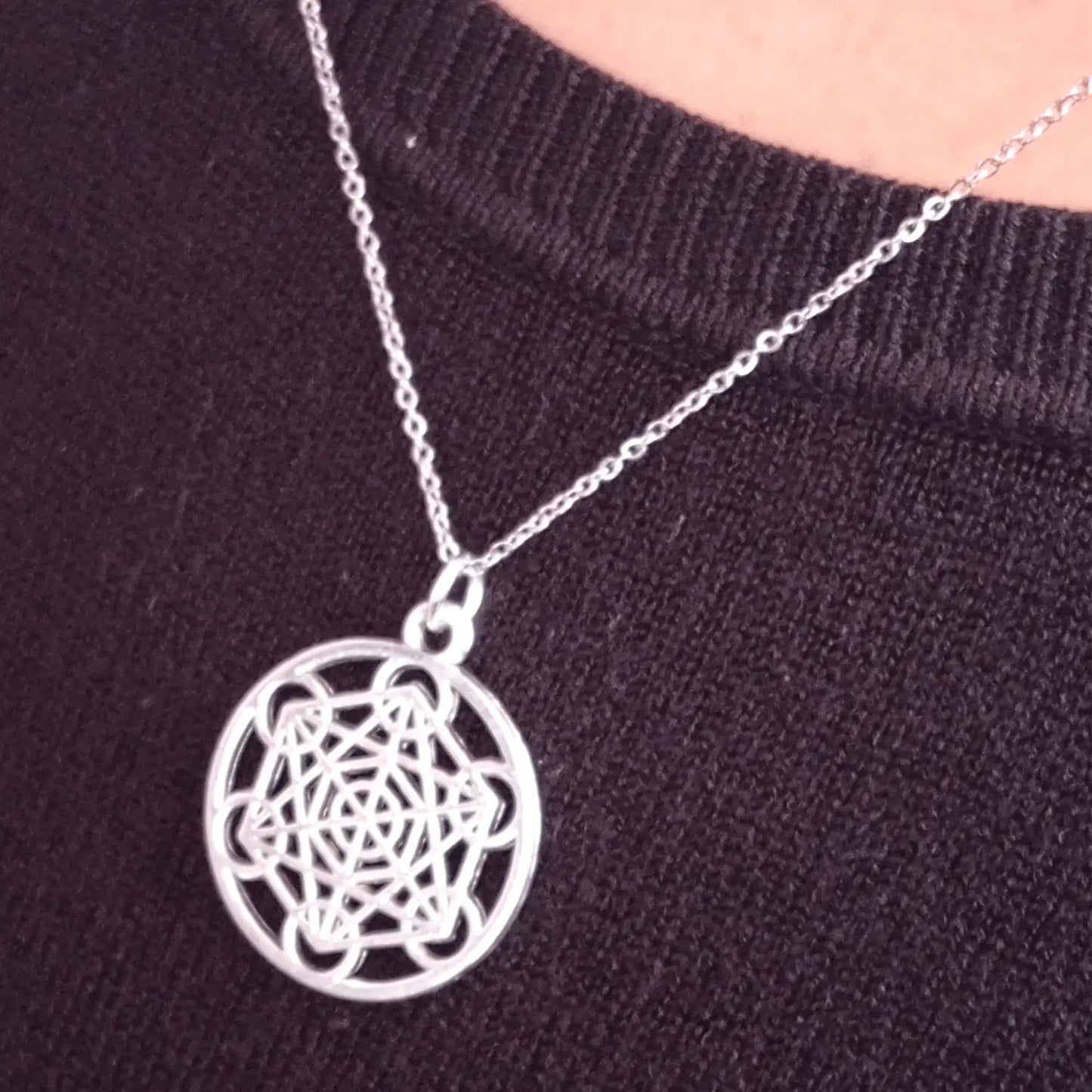 Collar Cubo Metatrón Geometría Sagrada Acero Inoxidable - Bisuteria Lola E