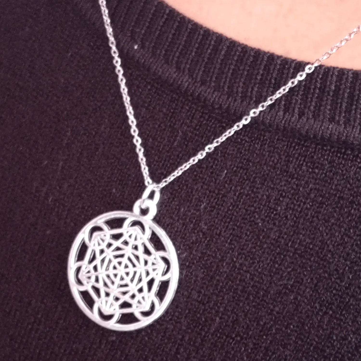 Collar Cubo Metatrón Geometría Sagrada Acero Inoxidable - Bisuteria Lola E