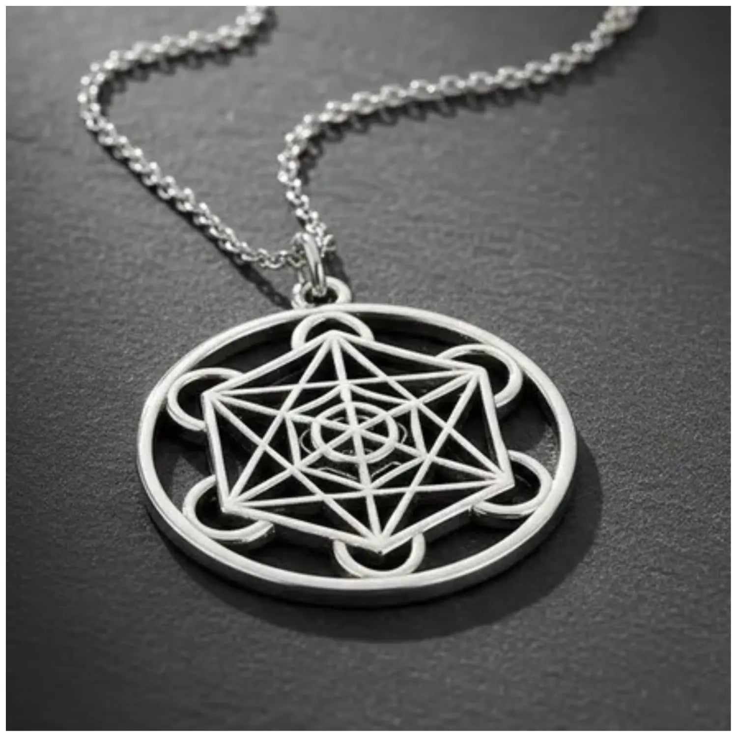 Collar Cubo Metatrón Geometría Sagrada Acero Inoxidable - Bisuteria Lola D
