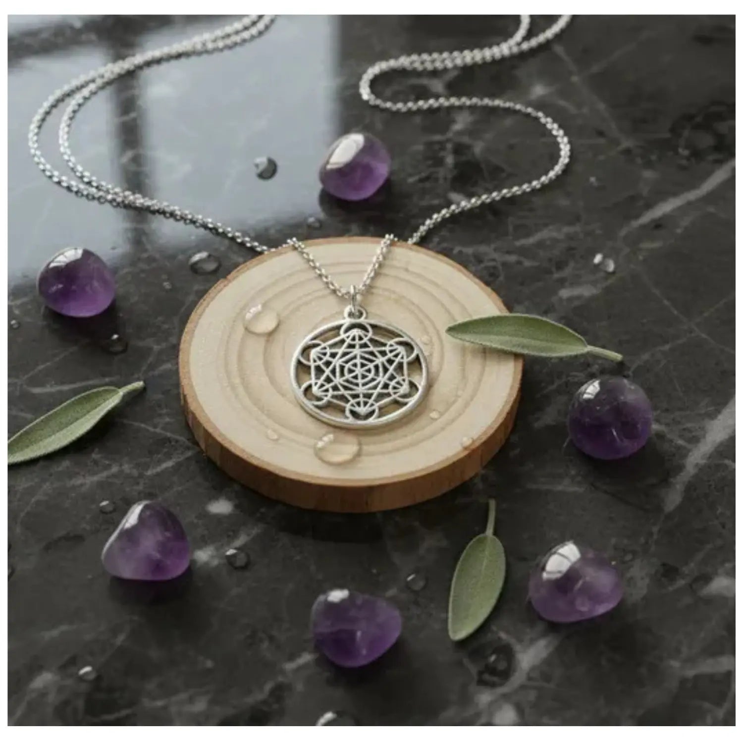 Collar Cubo Metatrón Geometría Sagrada Acero Inoxidable - Bisuteria Lola G