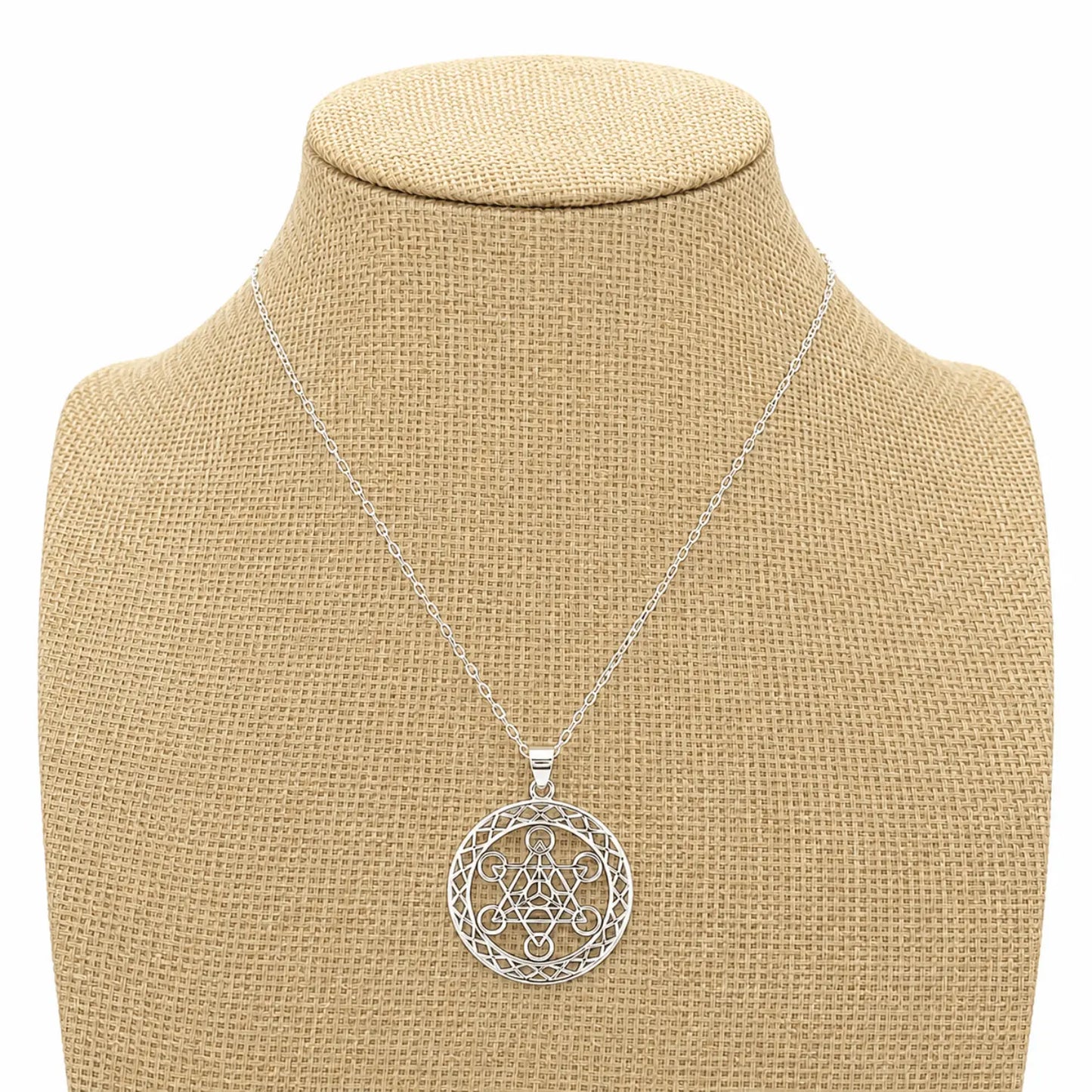 Collar Cubo Metatrón Grande Plata 925 Protección 50 Cm - Bisutería Lola E