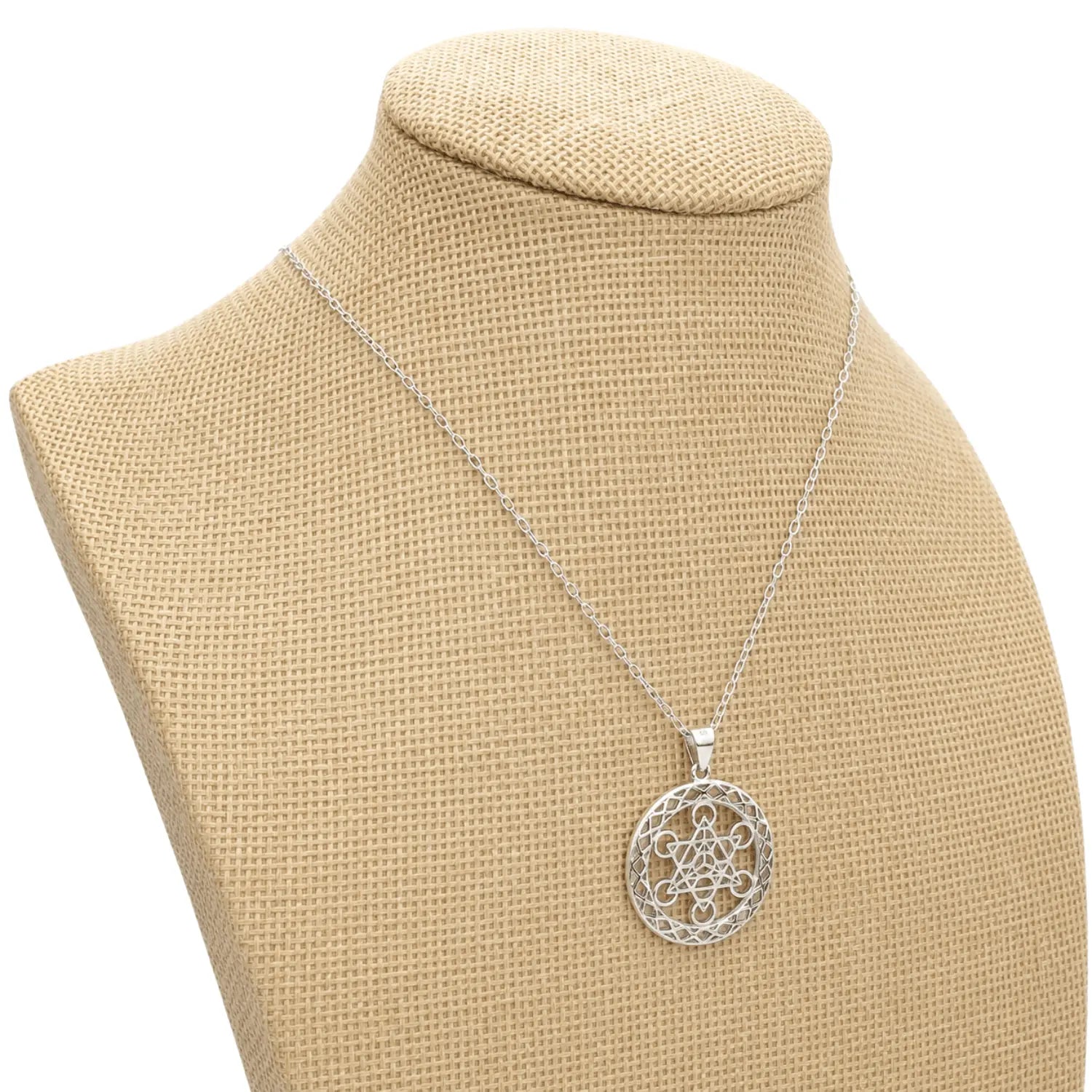 Collar Cubo Metatrón Grande Plata 925 Protección 50 Cm - Bisutería Lola F