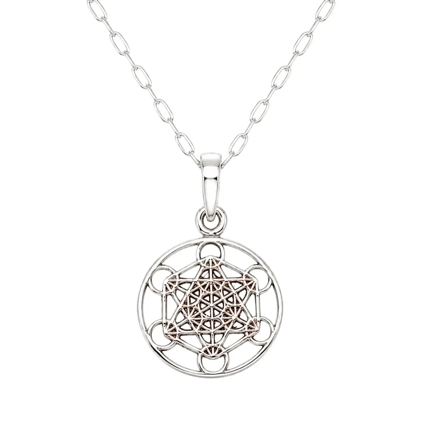 Collar Cubo Metatrón Plata 925 Protección Cadena 50 Cm - Bisutería Lola A