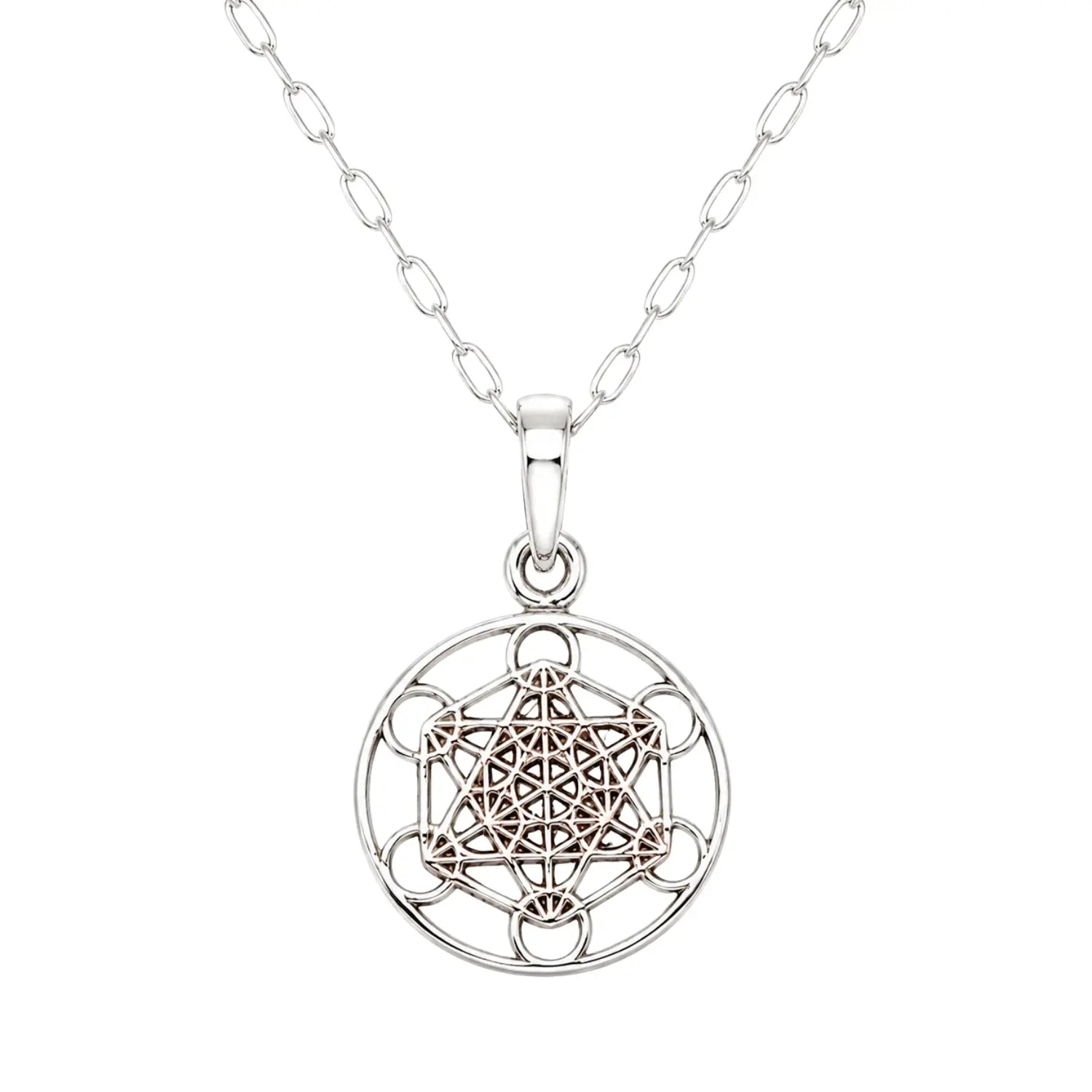 Collar Cubo Metatrón Plata 925 Protección Cadena 50 Cm - Bisutería Lola A