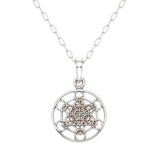 Collar Cubo Metatrón Plata 925 Protección Cadena 50 Cm - Bisutería Lola A